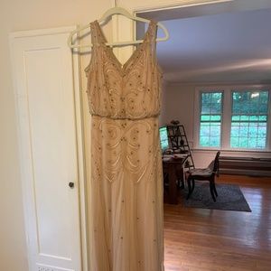Beaded v neck long formal prom dress
